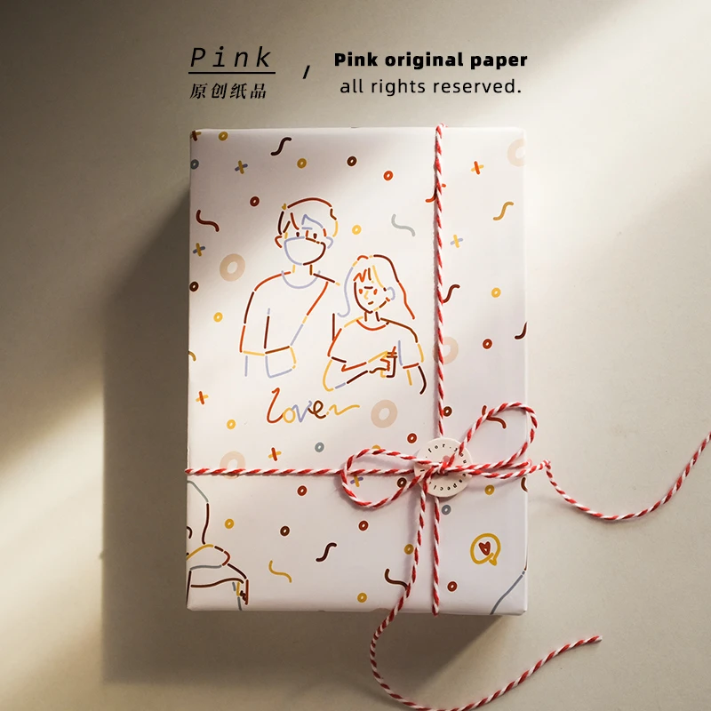 520新品/和你情人节520爱生日礼品礼物男女朋友情人侣手绘包装纸