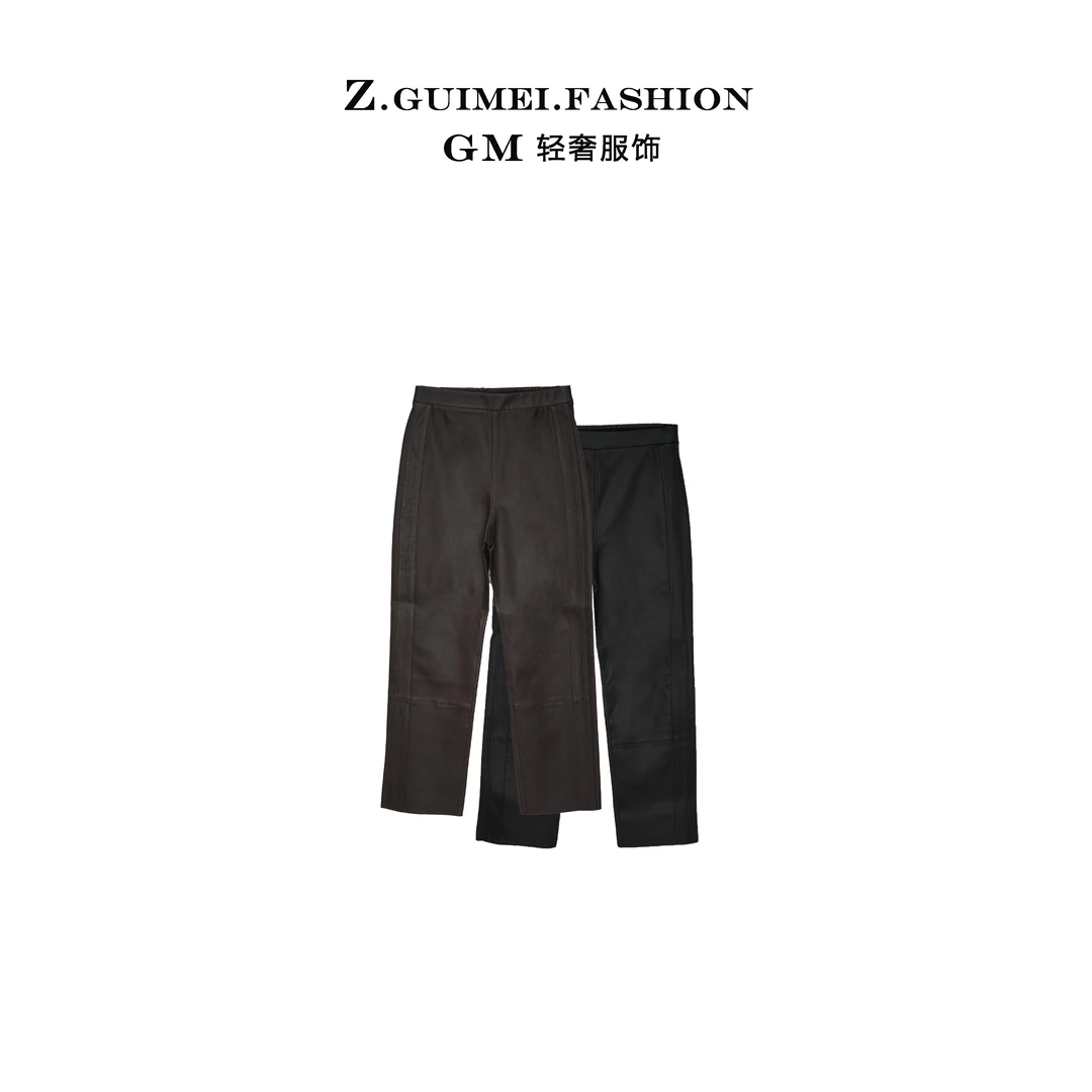 【肆姐高定】设计师款简约直筒弹力皮裤Y1758