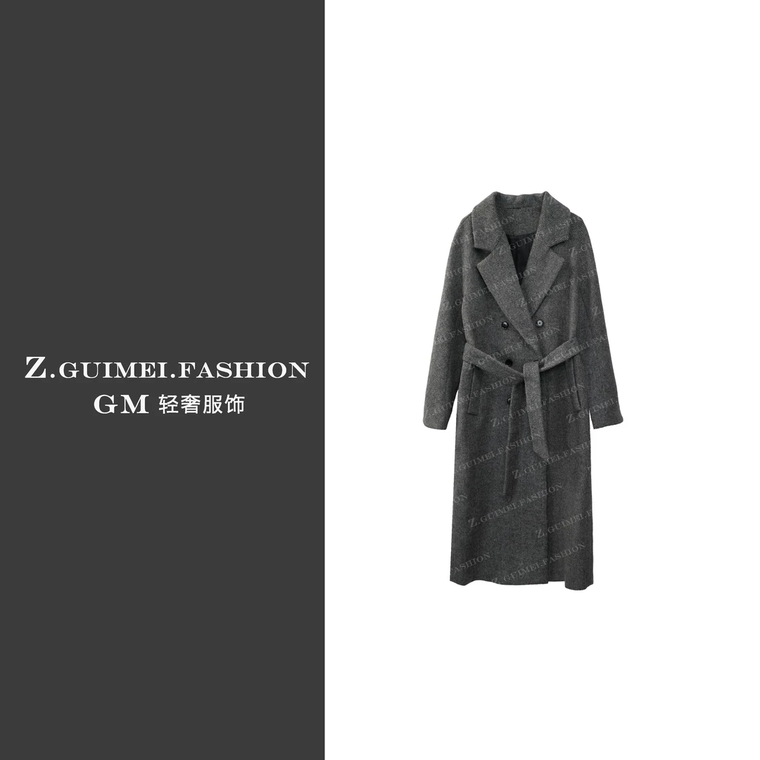 【肆姐高定】设计师款简约双排扣翻领大衣X2035