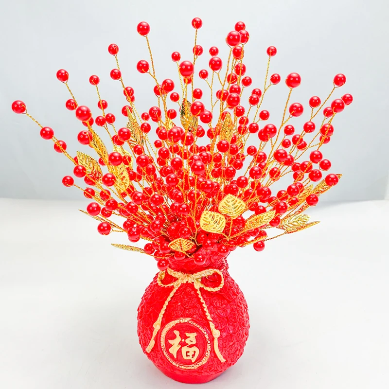 【金叶子发财果】手工diy串珠发财果满天星摆件材料包仿真花假花