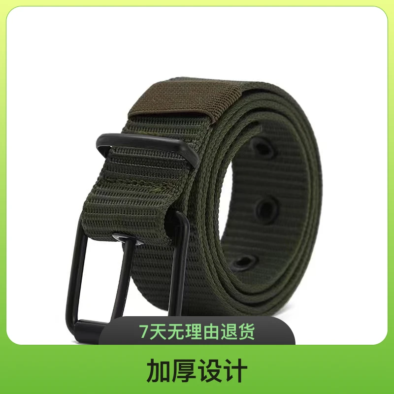 打孔针扣鸡眼帆布腰带军训百搭户外青少年学生尼龙带加长透气布带