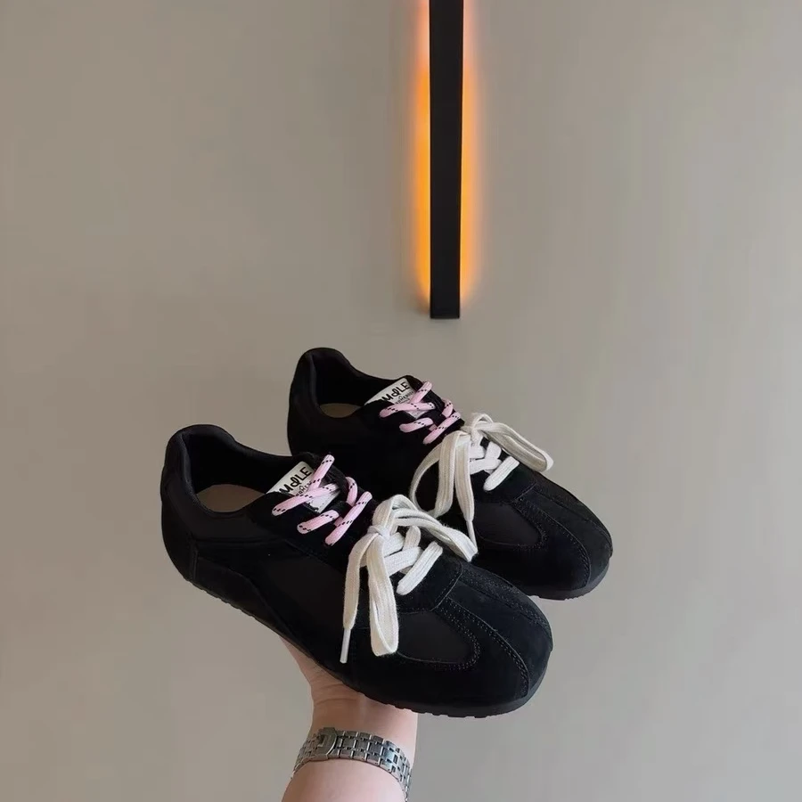 德迅女鞋真皮反绒双鞋带爆款新款软底舒适百搭阿甘鞋