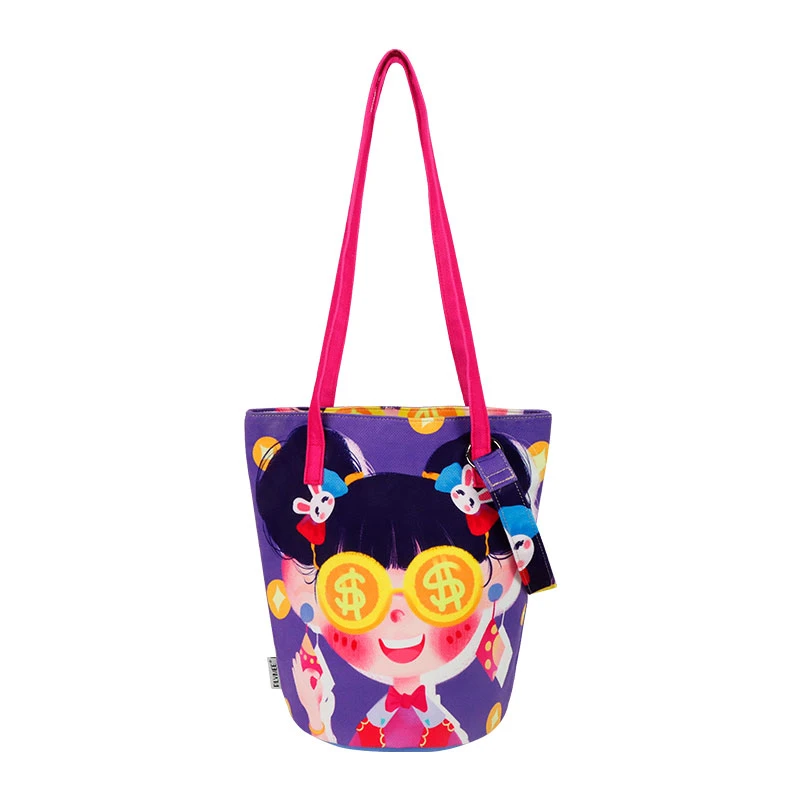 PLYMEE富得小众防水日系流油单肩包春秋包包大容量手提水桶包休闲