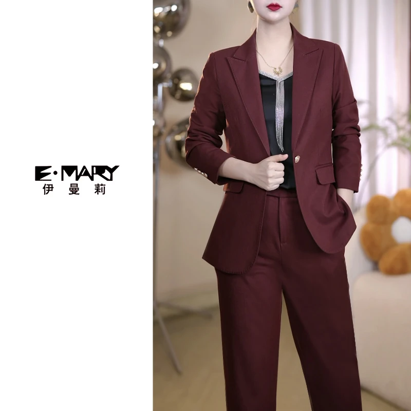 【毛料手工】春季新款韩版时尚西服套装裤长袖修身西装工作服女士