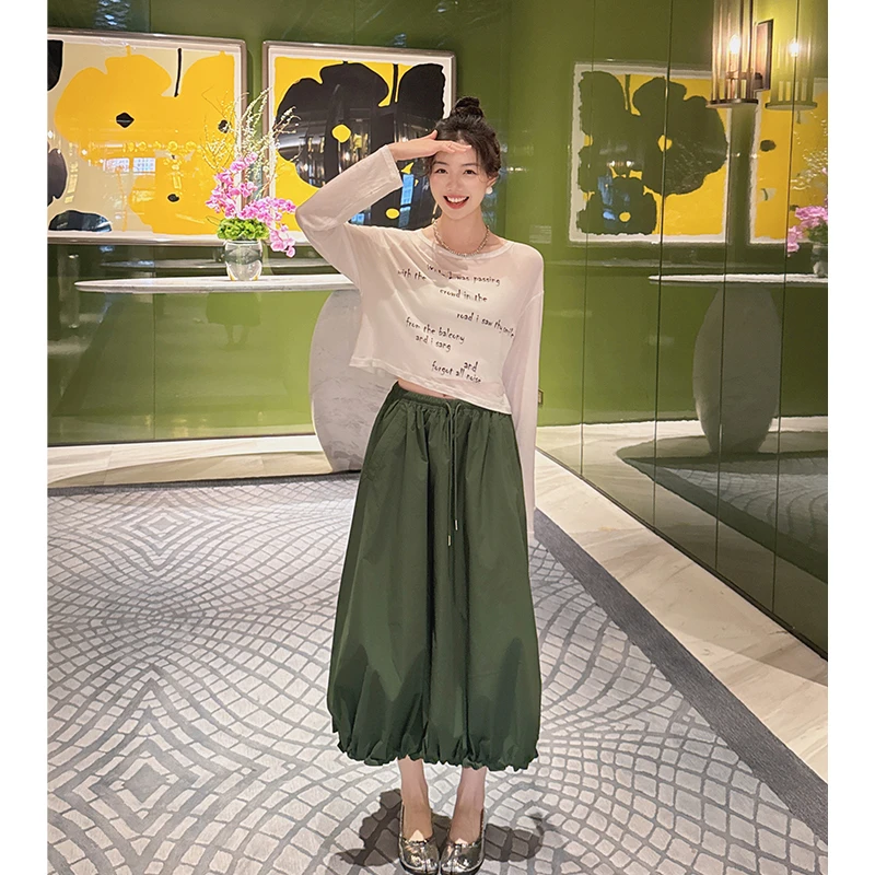 美洋MEIYANG 绿气泡半身裙 进口超态棉|复古优雅_立体A字花苞裙
