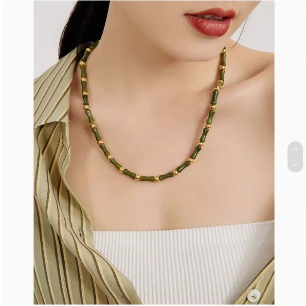 美洋MEIYANG 节节高升项链 新中式仿竹节锁骨链