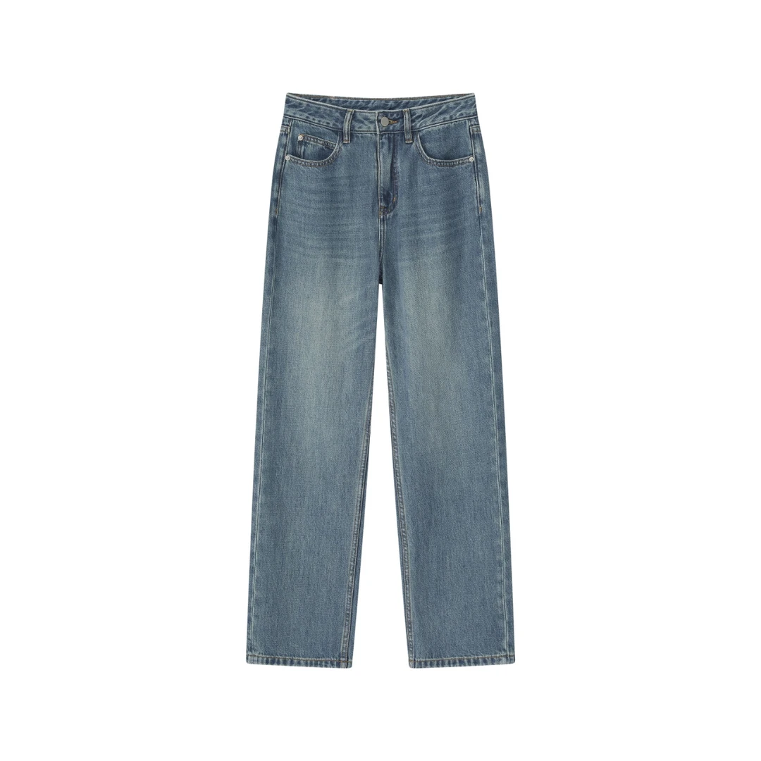 【海涛大叔】汉麻高腰显瘦阔腿牛仔直筒裤 GJ771