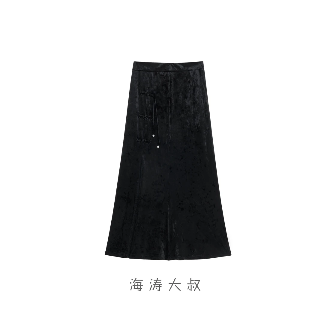 【海涛大叔】「浮云流光」中国风盘扣半身鱼尾裙MJA526