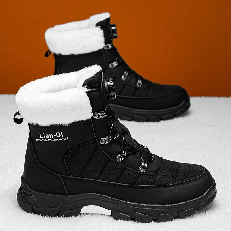 大码45-48码雪地靴男冬季加绒保暖锁住能量旋转纽扣东北大棉鞋子