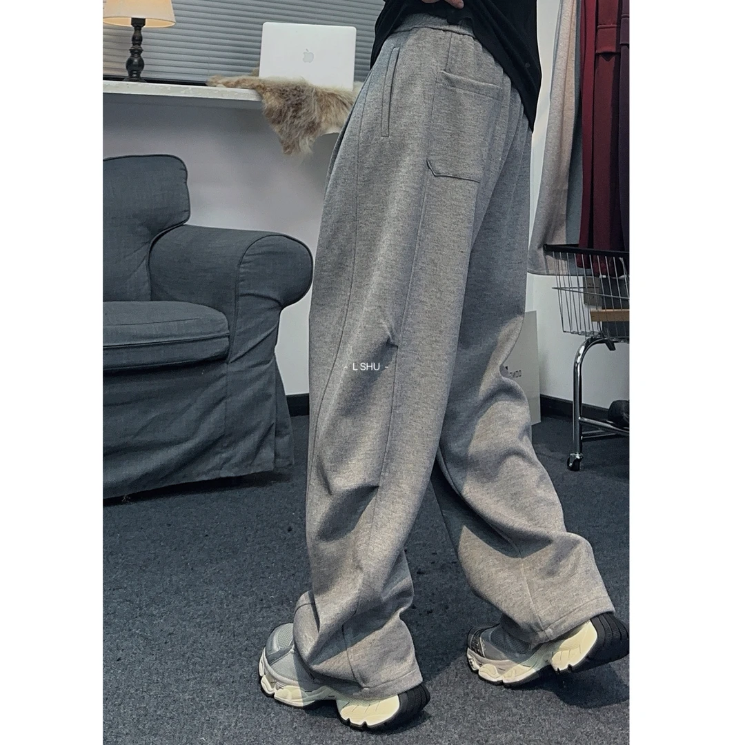 梁叔-冬季潮酷韩系时尚极简百搭立体裁剪磨毛休闲裤卫裤男裤530