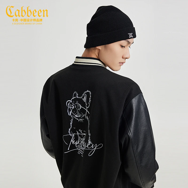 卡宾男装刺绣夹克复古秋冬新款宽松休闲外套潮流棒球服3244138015
