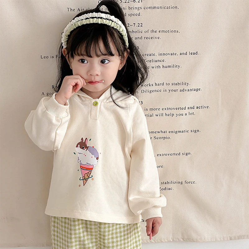 H1718婴幼儿套装女宝宝春装新款长袖针织卫衣格子阔腿裤两件套