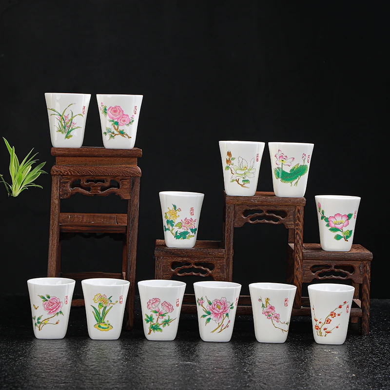 羊脂玉瓷茶杯手工中式主人杯高端大号泡茶杯单个压手景德镇小茶杯