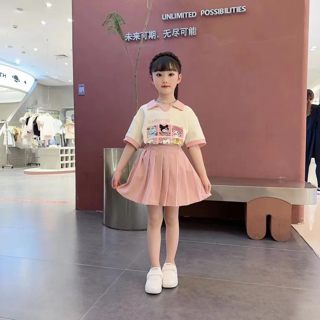 QIAERDE/洽尔德夏季新款女童淑女风套裙2024新款女孩学生套装