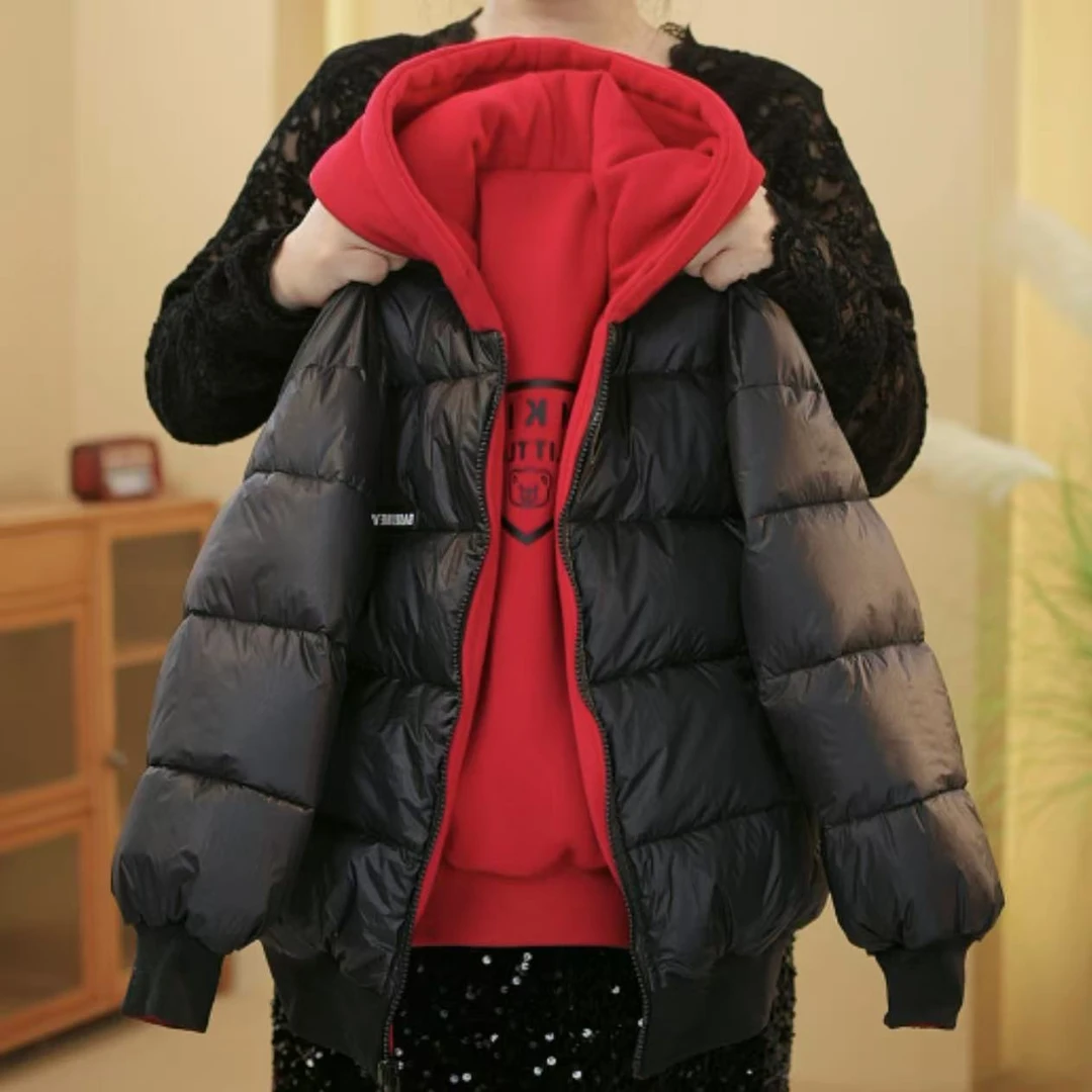 QIAERDE/洽尔德男女童秋冬装棉衣2024新款儿童加厚连帽双面穿棉衣
