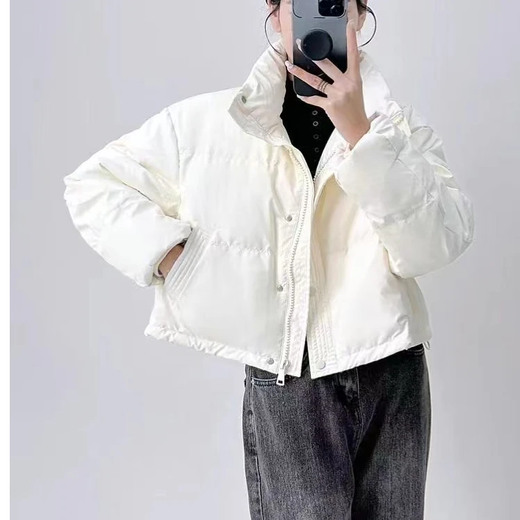 S110#立领净版短款棉衣外套女时尚休闲百搭简约潮流气质冬季