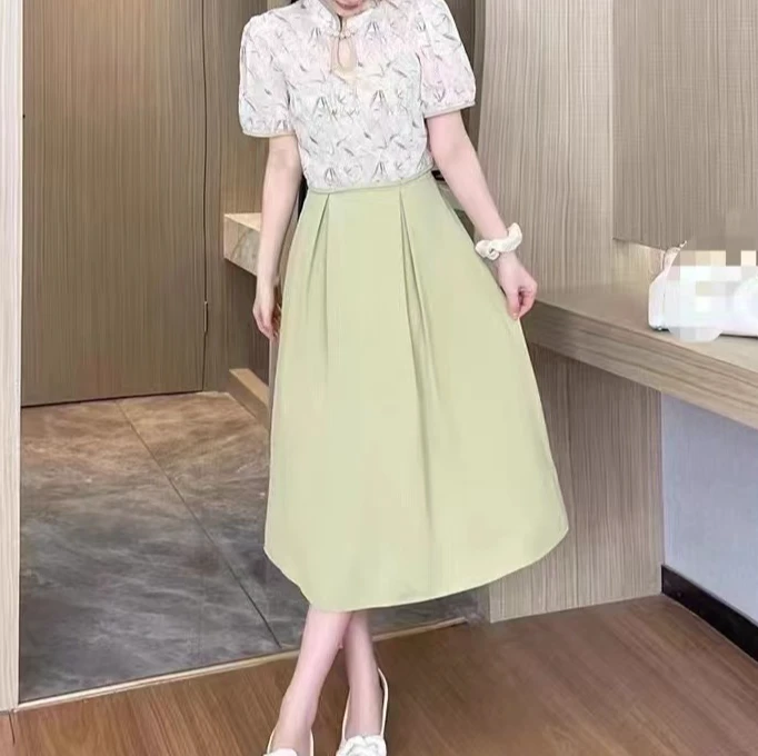 622#新中式改良盘扣款两件套套装吊带连衣裙罩衫气质显瘦时尚洋气