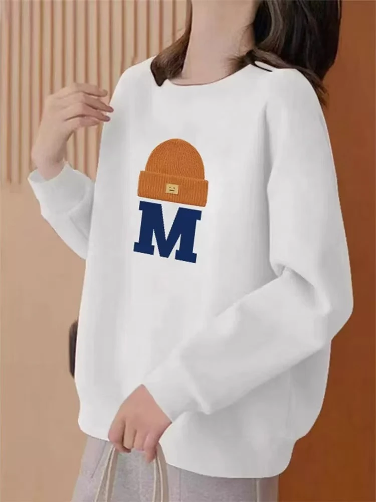 不加绒243#M字母卫衣女时尚休闲宽松百搭韩版春秋新款