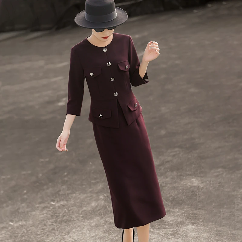 MEXCOCO/兰瑟儿春季新款气质显瘦通勤连衣裙女M4QL2252