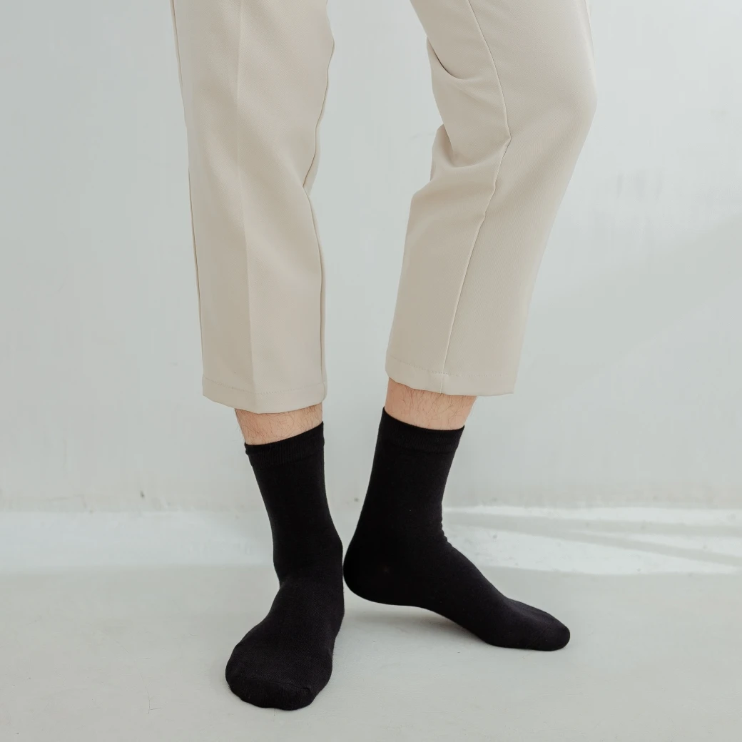 3双装努尔哈赤男士防臭棉袜简约商务休闲直筒秋冬弹力针织舒适纯