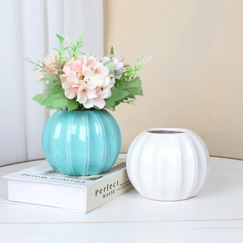 工厂直销大号现货南瓜陶瓷花瓶手工珠珠满天星客厅餐桌家居摆件