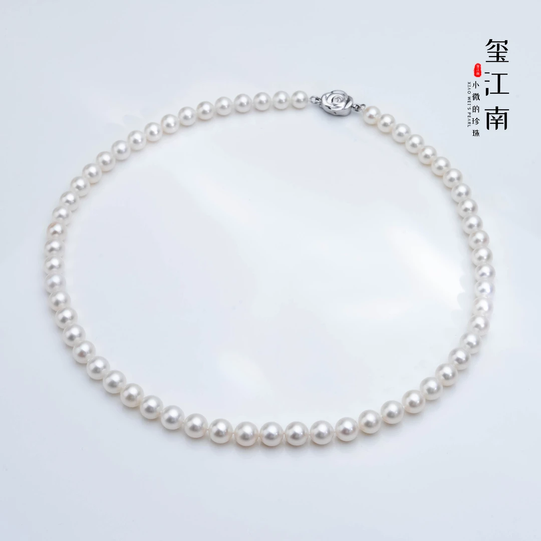 【黑标｜半岛玫瑰】淡水无核珍珠7.2～8.2mm秋冬氛围项链 FX0140