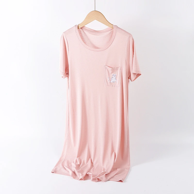 桑蚕丝针织裸感圆领睡裙J0313