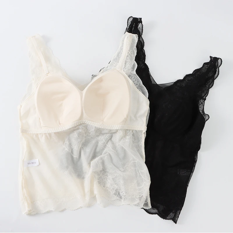 【军哥专属】女士蕾丝网纱拼接吊带背心M0239