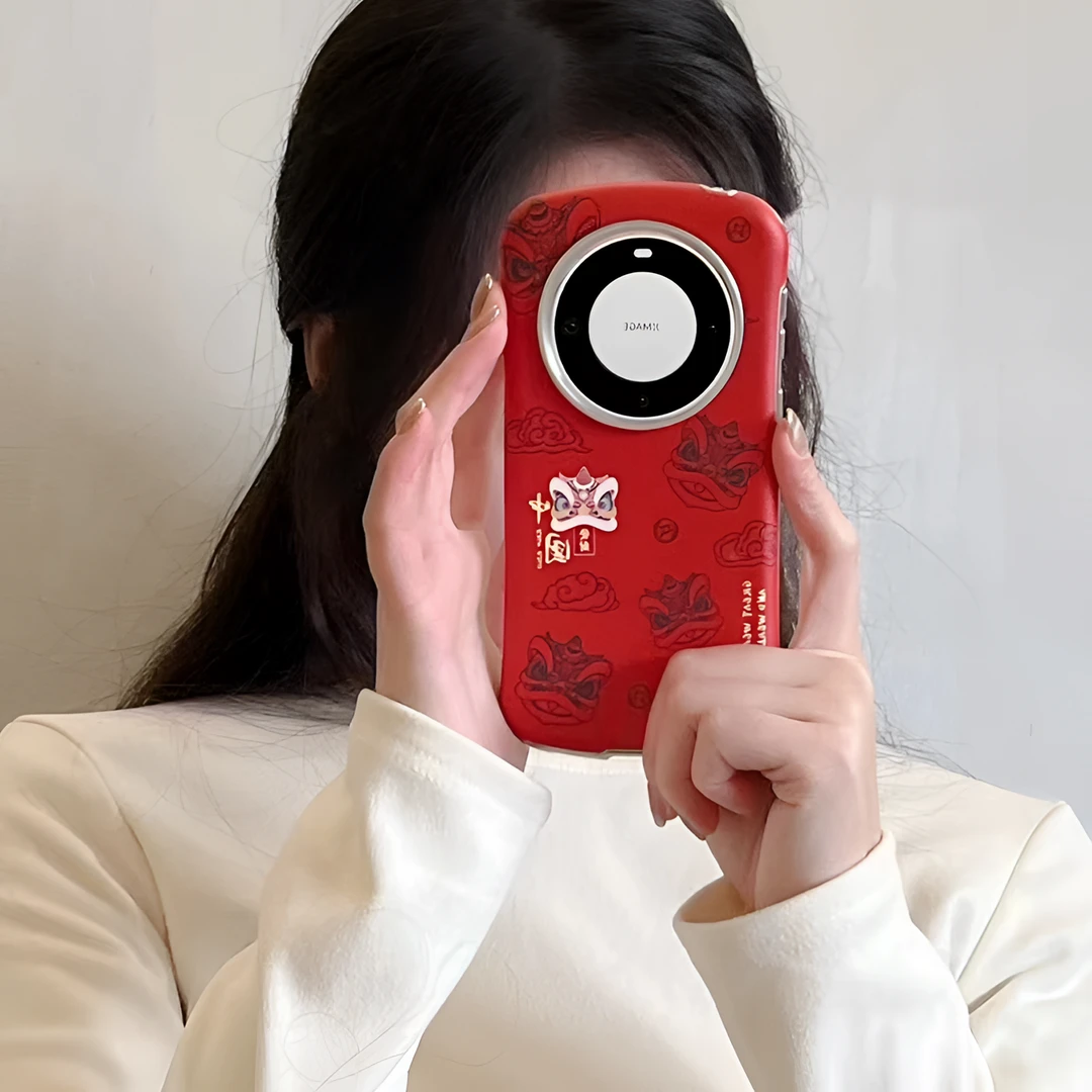 小蛮腰醒狮红色华为mate60pro手机壳小蛮腰国潮mate50pro中国风40