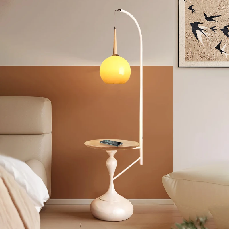 落地灯客厅柚子灯沙发边卧室高级感茶几置物一体立式床头落地台灯