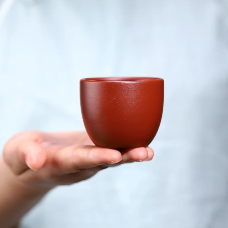 紫砂杯宜兴小口杯手工品茗杯大红袍喝茶杯60cc茶具单杯家用客人杯