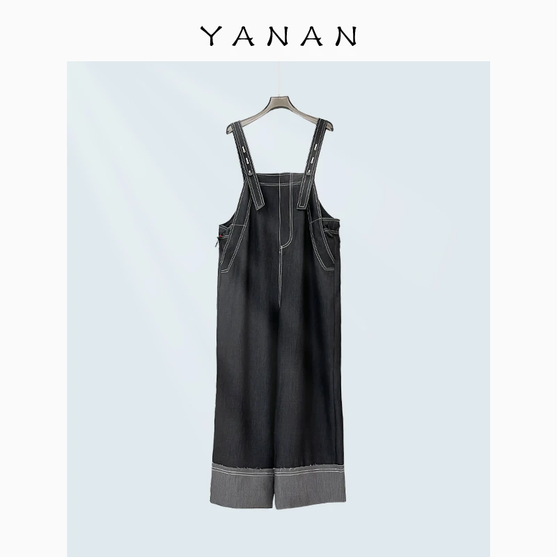 【亚楠本楠】小众设计感背带裤百搭牛仔裤夏季减龄水洗宽松复古2119