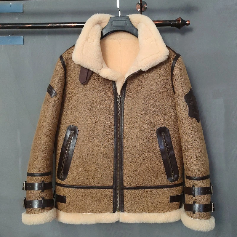 【断码】样衣 1123老吴同款澳皮原生态羊皮毛一体男士男装皮草外套