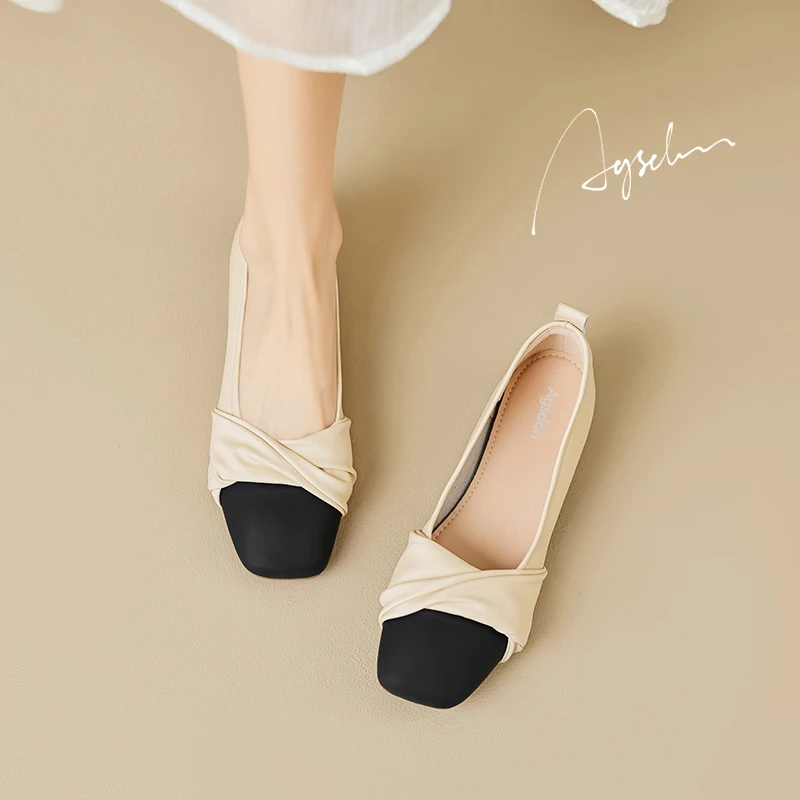 奥古狮登玛丽珍女鞋2025新款秋季百搭浅口温柔单鞋法式气质小皮鞋