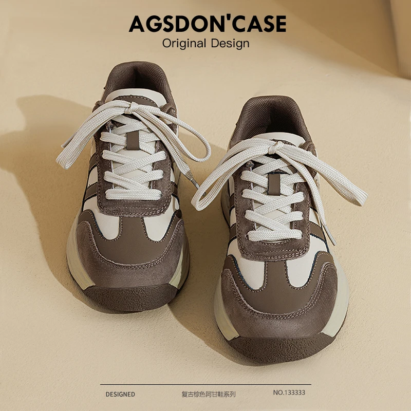 奥古狮登阿甘鞋女款2025新款秋季厚底百搭运动鞋复古休闲德训女鞋