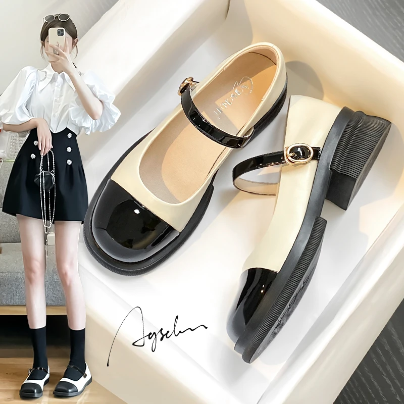 奥古狮登玛丽珍女鞋2025秋季新款百搭鞋子气质浅口单鞋法式小皮鞋