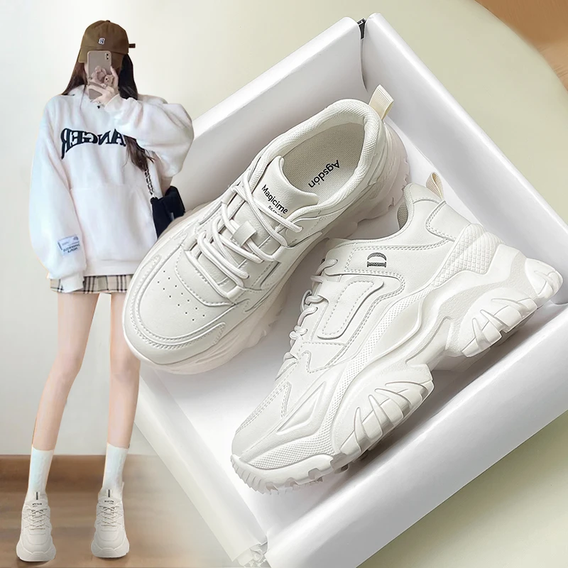 奥古狮登品牌女鞋老爹鞋女2024新款爆款百搭ins潮厚底休闲运动鞋