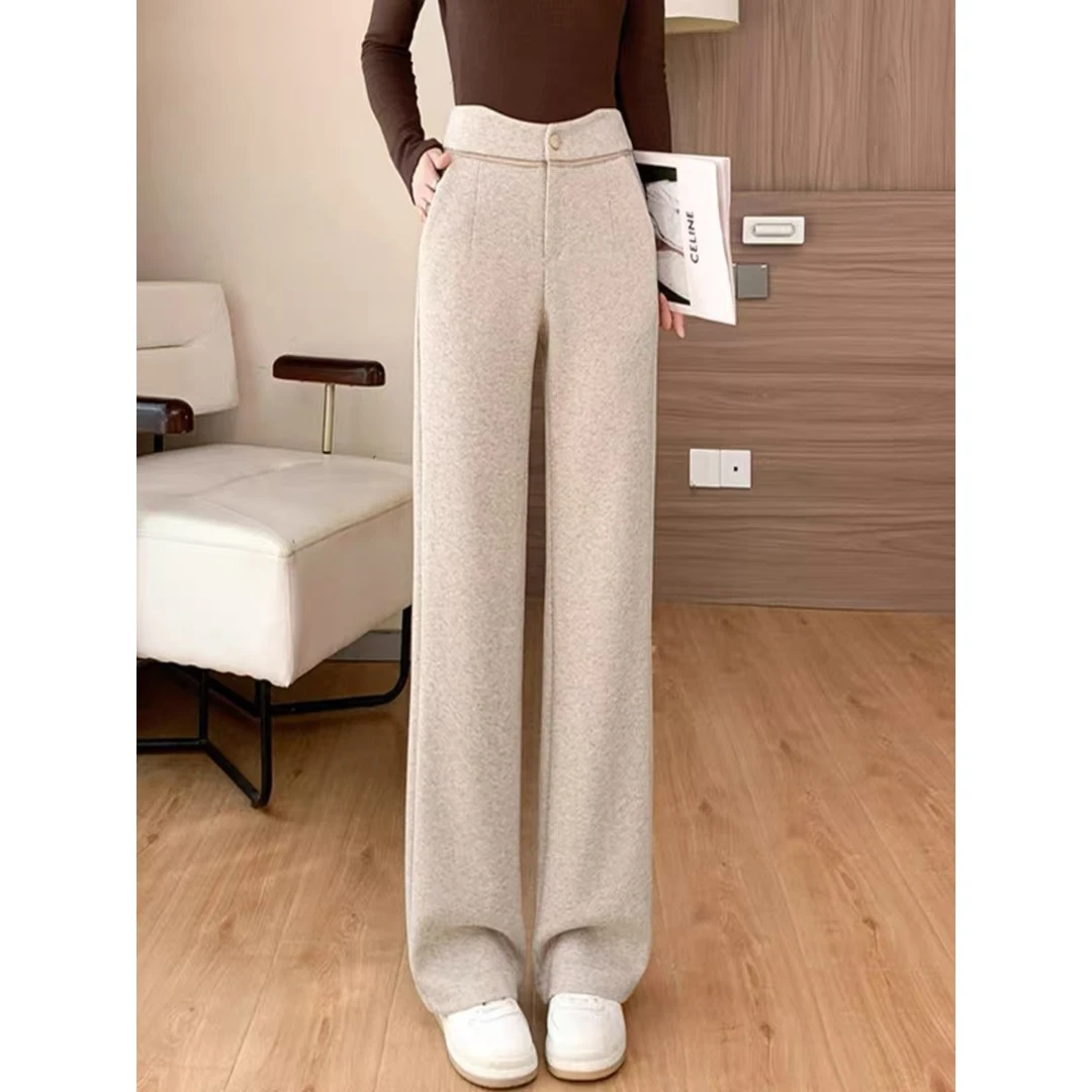 9856冬季新款加绒加厚直筒裤长裤休闲裤