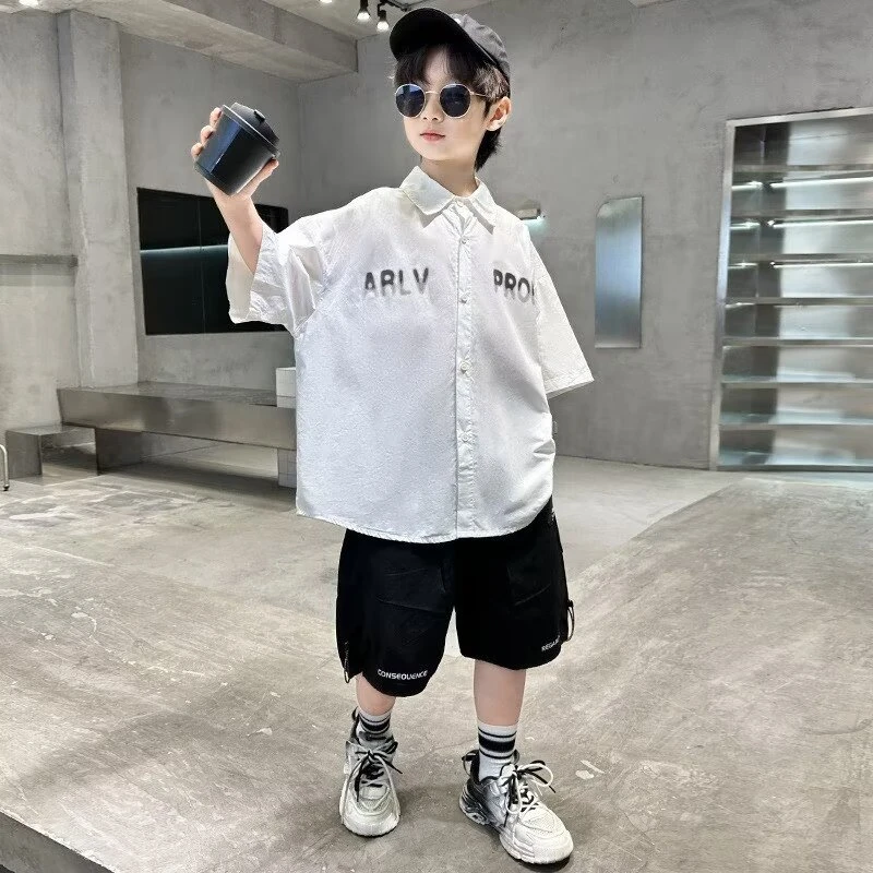 男童学院风套装2025毕业季西服两件套男孩白衬衫短裤主持人表演服