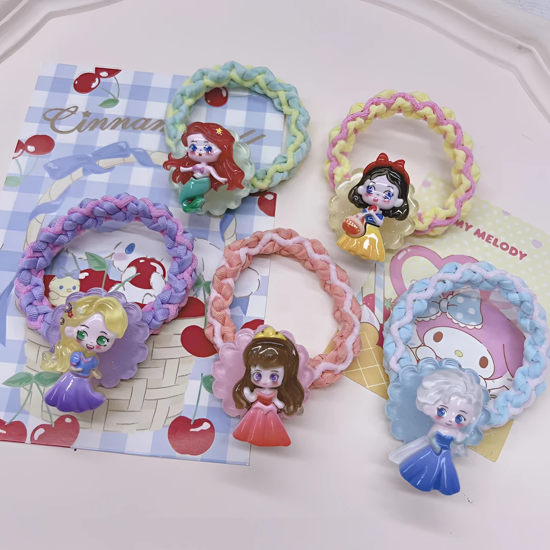卡通白雪艾莎公主旋转发绳弹性好不伤发女孩头绳时尚高马尾发饰