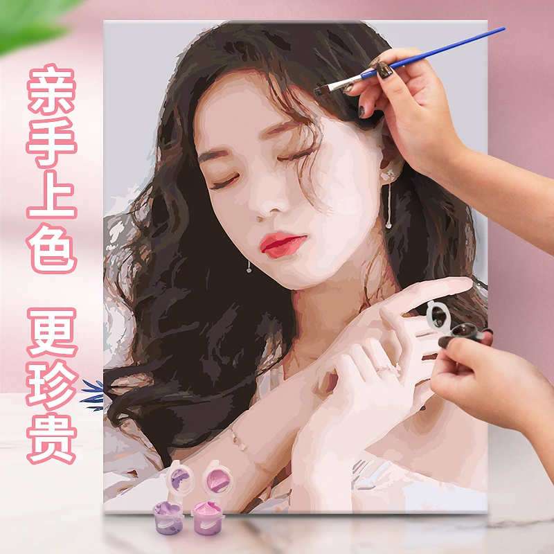 数字油画工厂定制零DIY基础亲手画丙烯填色涂涂画画情侣礼品定做