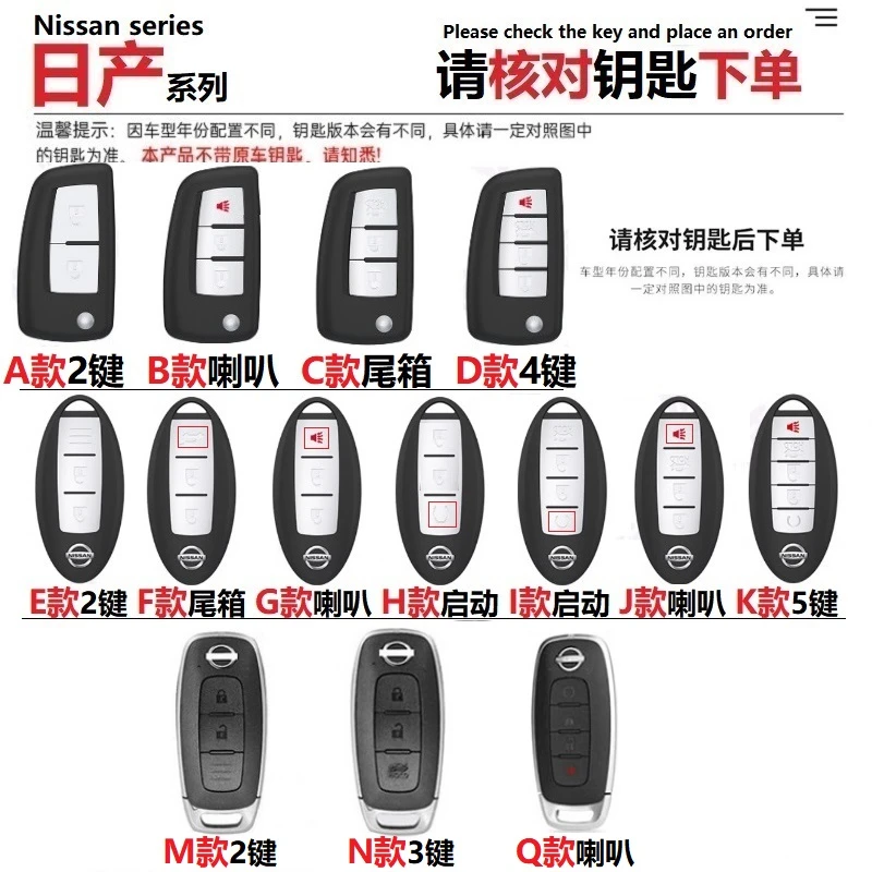 5-适用日产钥匙套轩逸逍客高档壳天籁奇骏全包骐达男女个性扣