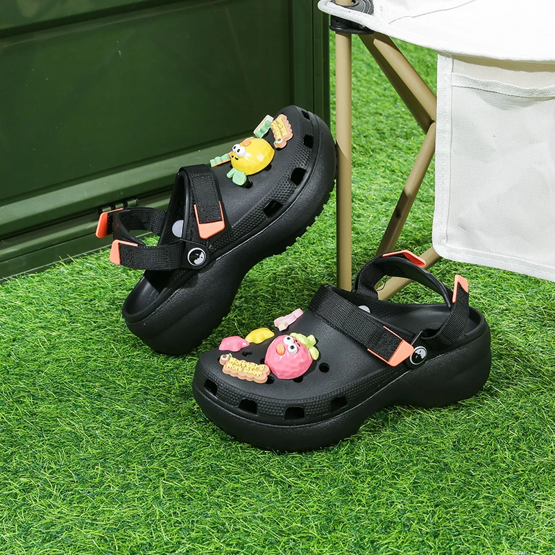 Tt Mm/汤姆斯夏季时尚百搭厚底踩屎感女DIY-洞洞鞋休闲防滑包头拖