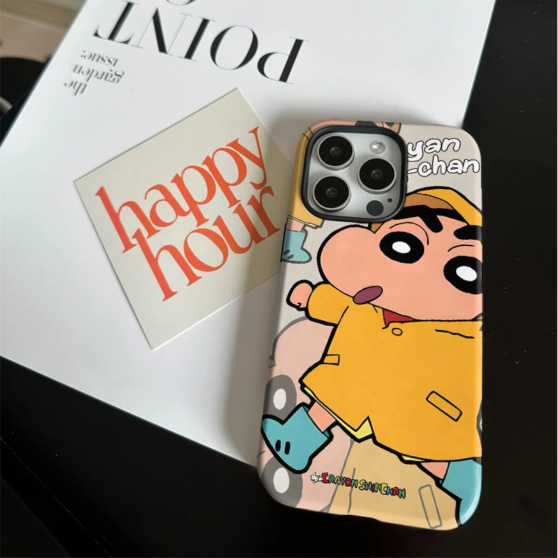 卡通雨衣小新菲林二合一适用苹果17/16promax手机壳15/14保护套13