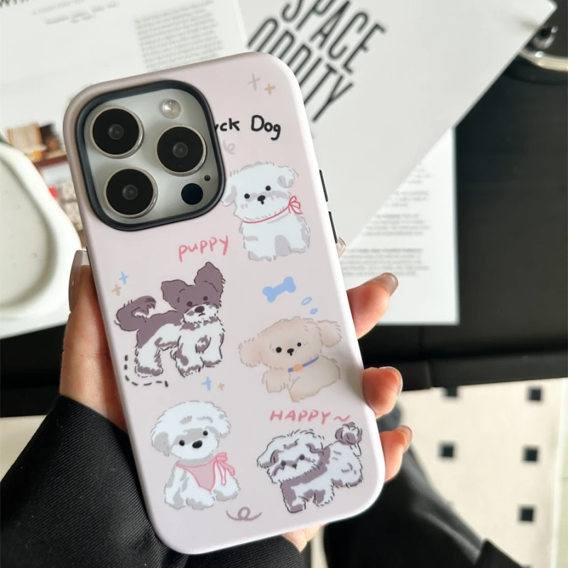可爱狗狗菲林二合一适用苹果17/16promax手机壳15/14保护套13少女