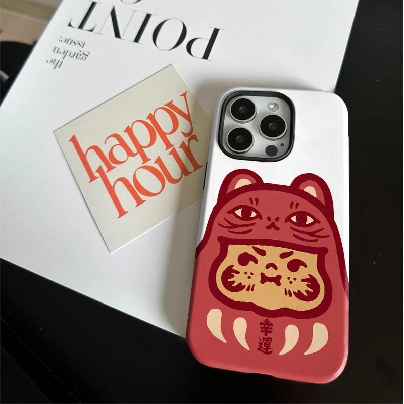 幸运招财猫猫菲林二合一适用苹果17/16promax手机壳15/14保护套13