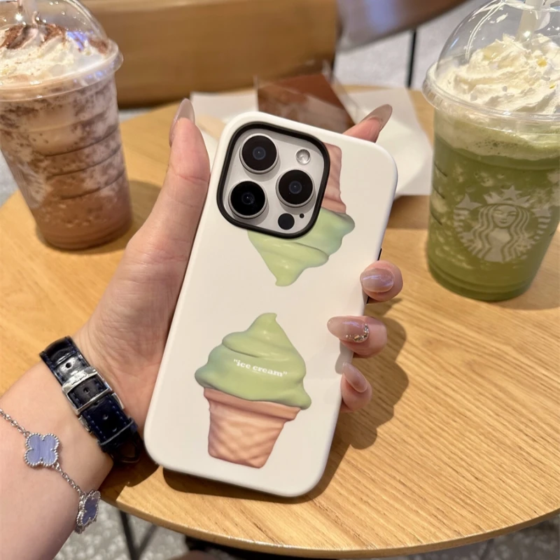 抹茶色冰淇淋菲林二合一适用苹果17/16promax手机壳15/14保护套13