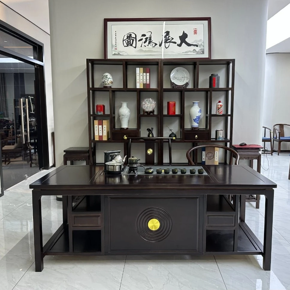 新款1.8米2米带储物实木茶桌茶台功夫茶桌茶台桌新中式泡茶桌