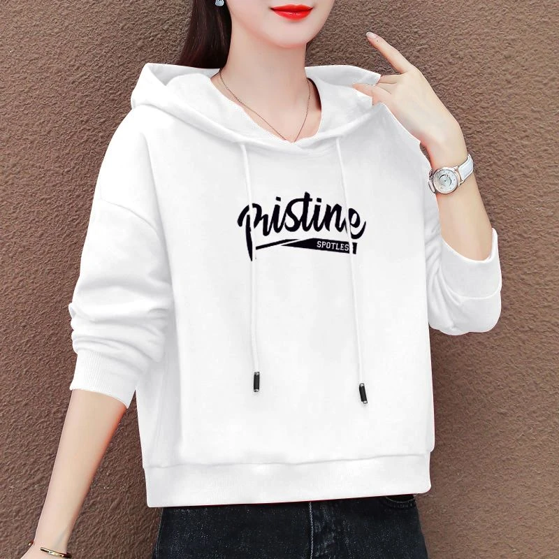 黑色连帽卫衣女韩版宽松秋上新春秋款薄款百搭气质时髦小个子短款