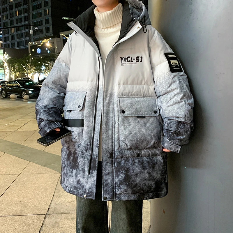 2024冬季新款长款青少年棉衣加绒时尚百搭夹克棉服上衣宽松中长款